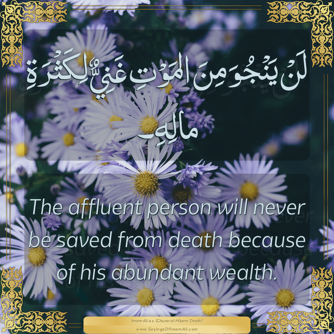 The affluent person will never be saved from death because of his abundant...